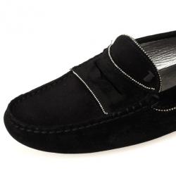 Pre Owned Tod's Black Suede Beaded Loafers Size 39
