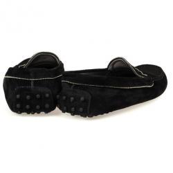 Pre Owned Tod's Black Suede Beaded Loafers Size 39