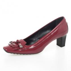 مملوكة مسبقًا Tod's Maroon Patent Kiltie Fringe Pumps Size 37.5