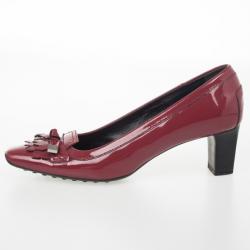 مملوكة مسبقًا Tod's Maroon Patent Kiltie Fringe Pumps Size 37.5