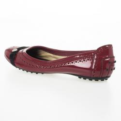 Pre Owned Tod's Maroon Patent Brogue Ballet Flats Size 38.5