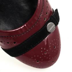Pre Owned Tod's Maroon Patent Brogue Ballet Flats Size 38.5