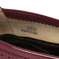 Pre Owned Tod's Maroon Patent Brogue Ballet Flats Size 38.5