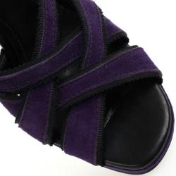 مملوكة مسبقًا Tod's Purple Velvet Strappy Sandals Size 36