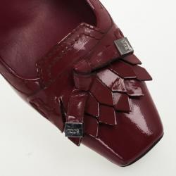 Pre Owned Tod's Maroon Patent Kiltie Fringe Pumps Size 36