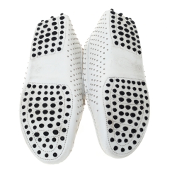 Pre Owned Tod’s White Leather Studded Penny Loafers Size 38.5