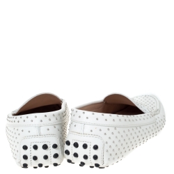 Pre Owned Tod’s White Leather Studded Penny Loafers Size 38.5