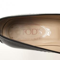 Pre Owned Tod's Black Patent Leather 'Jodie' Penny Loafer Pumps Size 36.5