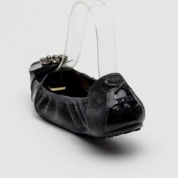 مملوكة مسبقًا Tod's Blue Suede Flower Embellished Square Toe Ballerinas Size 40