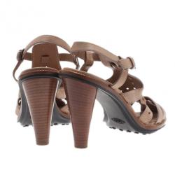 مملوكة مسبقًا Tod's Beige Leather Strappy T Strap Sandals Size 37
