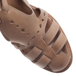 مملوكة مسبقًا Tod's Beige Leather Strappy T Strap Sandals Size 37