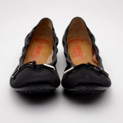 Pre Owned Tod's For Ferrari Black Satin Ballerina Flats Size 36