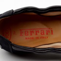 Pre Owned Tod's For Ferrari Black Satin Ballerina Flats Size 36