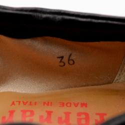 Pre Owned Tod's For Ferrari Black Satin Ballerina Flats Size 36