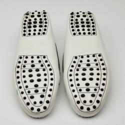 Pre Owned Tod's White Patent Heaven Trimmed Moc Driving Loafers Size 40