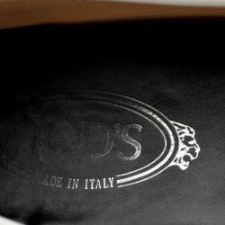 Pre Owned Tod's White Patent Heaven Trimmed Moc Driving Loafers Size 40