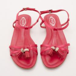 Pre Owned Tod's Pink Tassel Sandals Size 37.5