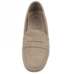 Pre Owned Tod's Beige Suede Penny Loafers Size 35.5