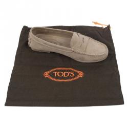 Pre Owned Tod's Beige Suede Penny Loafers Size 35.5