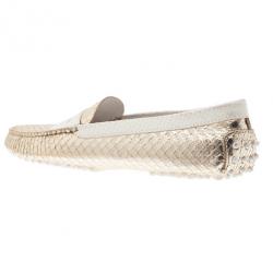 مملوكة مسبقًا Tod's Gold Python Penny Loafers Size 39