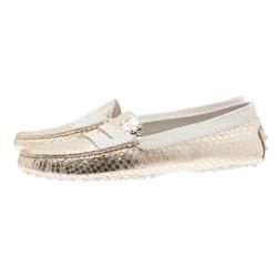 مملوكة مسبقًا Tod's Gold Python Penny Loafers Size 39