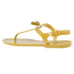 Pre Owned Tod’s Yellow Tassel Detail Thong Jelly Sandals Size 38