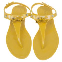 Pre Owned Tod’s Yellow Tassel Detail Thong Jelly Sandals Size 38