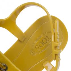 Pre Owned Tod’s Yellow Tassel Detail Thong Jelly Sandals Size 38