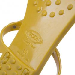 Pre Owned Tod’s Yellow Tassel Detail Thong Jelly Sandals Size 38