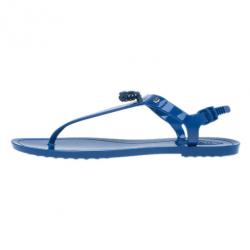مملوكة مسبقًا Tod’s Blue Tassel Detail Thong Jelly Sandals Size 38