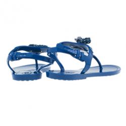 مملوكة مسبقًا Tod’s Blue Tassel Detail Thong Jelly Sandals Size 38