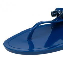 مملوكة مسبقًا Tod’s Blue Tassel Detail Thong Jelly Sandals Size 38