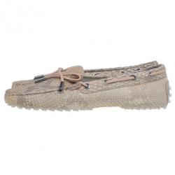 مملوكة مسبقًا Tod's Beige Python Bow Loafers Size 38