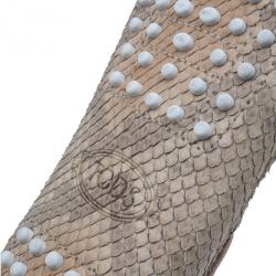 مملوكة مسبقًا Tod's Beige Python Bow Loafers Size 38