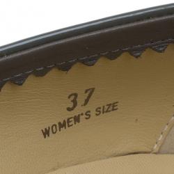 Pre Owned Tod’s Grey Patent Pointed Toe Penny Loafer Pumps Size 37