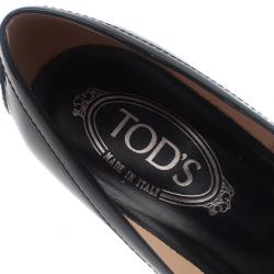 Pre Owned Tod's Black Patent Loafer Pumps Size 37.5