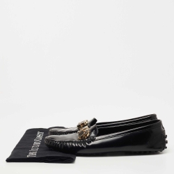 Pre Owned Tod's Black Leather Jeweled Slip On Loafers Size 39