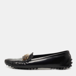 Pre Owned Tod's Black Leather Jeweled Slip On Loafers Size 39