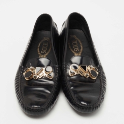 Pre Owned Tod's Black Leather Jeweled Slip On Loafers Size 39