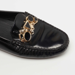 Pre Owned Tod's Black Leather Jeweled Slip On Loafers Size 39