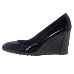 Pre Owned Tod’s Black Patent Wedges Pumps Size 38.5