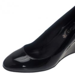 Pre Owned Tod’s Black Patent Wedges Pumps Size 38.5
