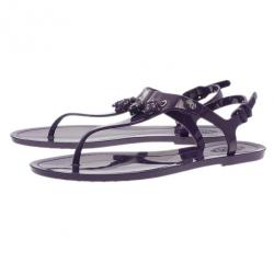 Pre Owned Tod's Purple Tassel Detail Thong Jelly Sandals Size 41