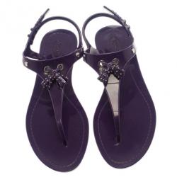 Pre Owned Tod's Purple Tassel Detail Thong Jelly Sandals Size 41