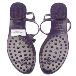 Pre Owned Tod's Purple Tassel Detail Thong Jelly Sandals Size 41