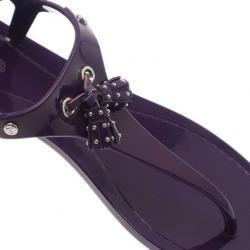 Pre Owned Tod's Purple Tassel Detail Thong Jelly Sandals Size 41