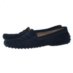 Pre Owned Tod's Black Suede Gommini Moccasin Driving Loafers Size 40