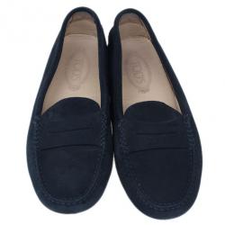 Pre Owned Tod's Black Suede Gommini Moccasin Driving Loafers Size 40