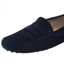Pre Owned Tod's Black Suede Gommini Moccasin Driving Loafers Size 40
