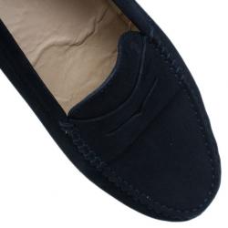 Pre Owned Tod's Black Suede Gommini Moccasin Driving Loafers Size 40